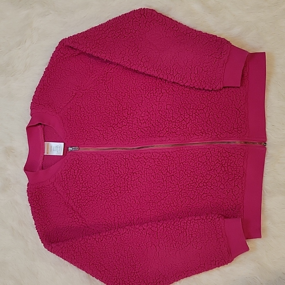 Gymboree Pink Full Zip Up Sherpa Girls Size 7/8